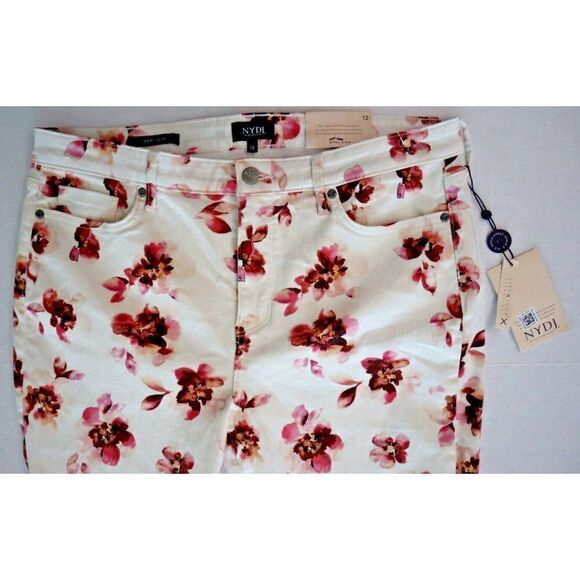 NYDJ Womens Sz 12 Bonnieux Floral-Print Sheri Slim Released-Hem Ankle Jeans $119 - Picture 6 of 10